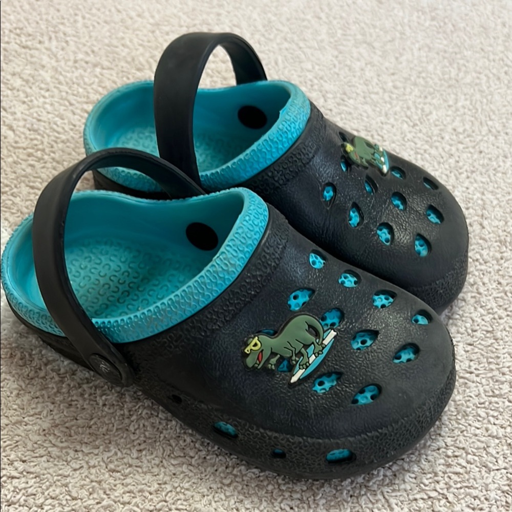 Kids Dinosaur Clogs - Black and Blue
